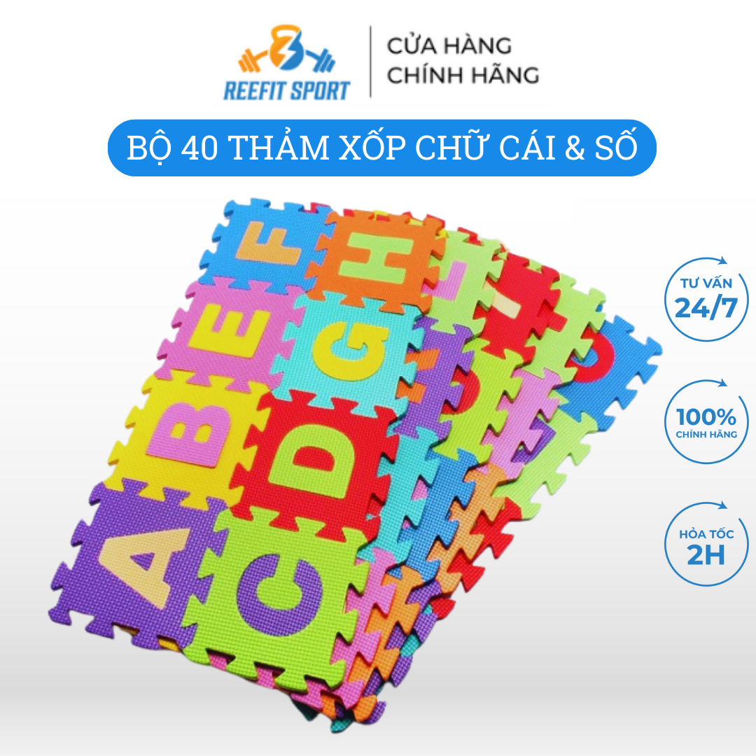 Bộ 40 tấm thảm xốp lót sàn cho bé chữ cái và số