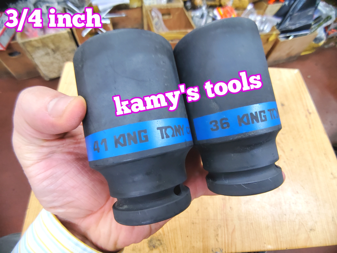 Đầu tuýp đầu khẩu đen dài lục giác dài 90mm Kingtony lỗ 3/4 36mm 38mm 40mm 41mm model 643536M, 643538M, 643540M, 643541M bán lẻ từng cái