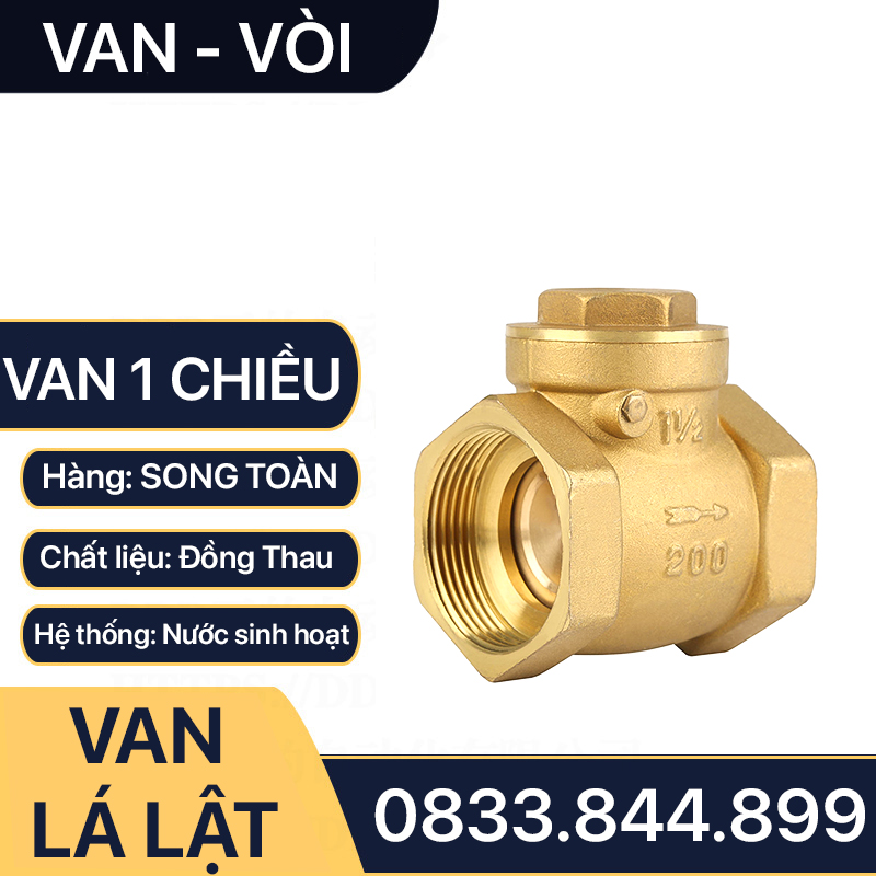 Van một chiều lá lật ngăn nước chảy ngược phù hợp với đường nước sinh hoạt thủy cục Bằng Đồng thau