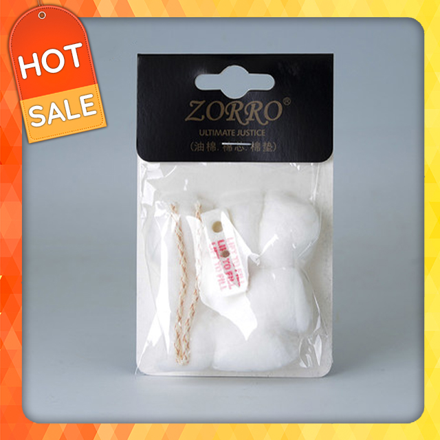 Bật lửa phụ kiện zippo 3 món bông , bấc và chặn xăng, thay thế phụ tùng bật lửa xăng đá