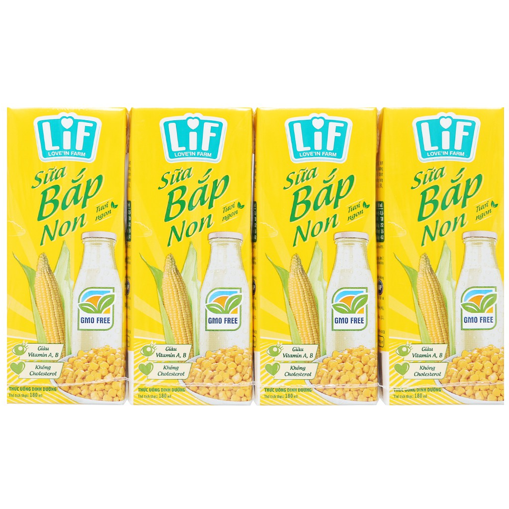 [Siêu thị WinMart] - Sữa bắp non LiF lốc 4 hộp x 180ml