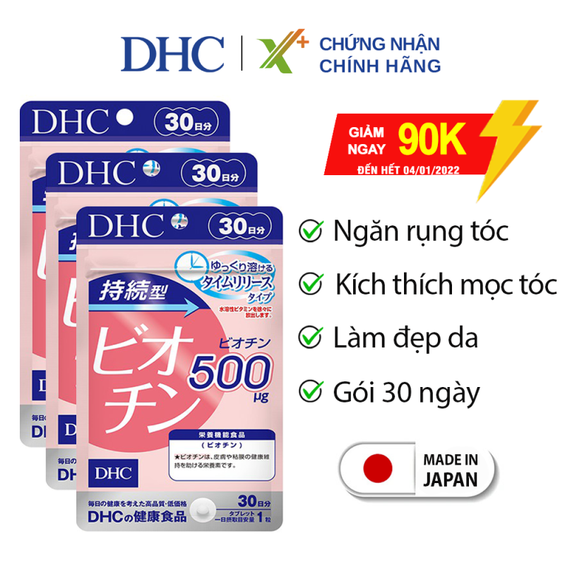 COMBO 3 gói viên uống Biotin DHC Nhật Bản ngăn rụng tóc, kích thích mọc tóc, dưỡng da và móng khỏe mạnh XP-DHC-BIO307
