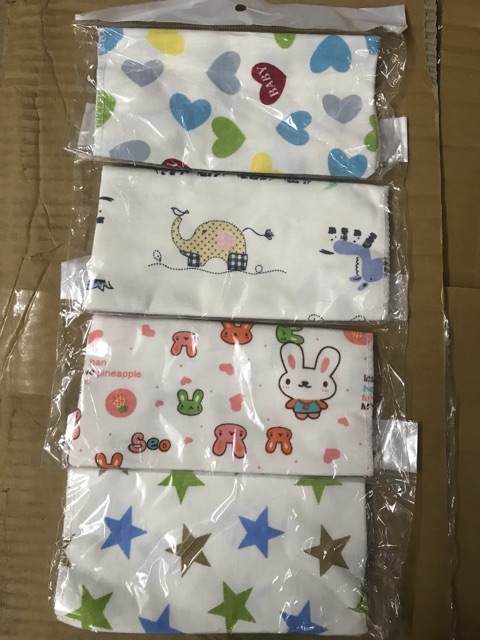 Set 2 Khăn Yếm Tam Giác Cotton 2 Lớp Cúc Bấm
