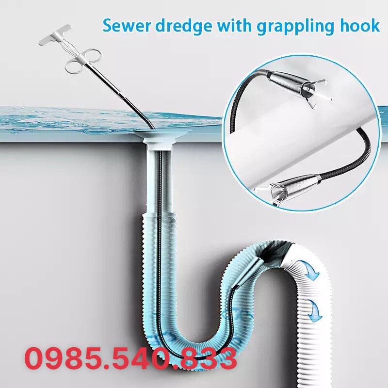 Dây thông tắc cống dùng cho máy khoan ( 15M dây + 6 đầu thông + đầu kết nối máy khoan )