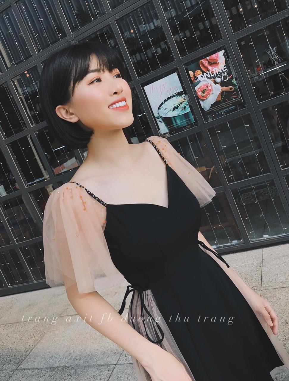 Đầm xòe phối lưới cột nơ eo lụa ý cao cấp-QH