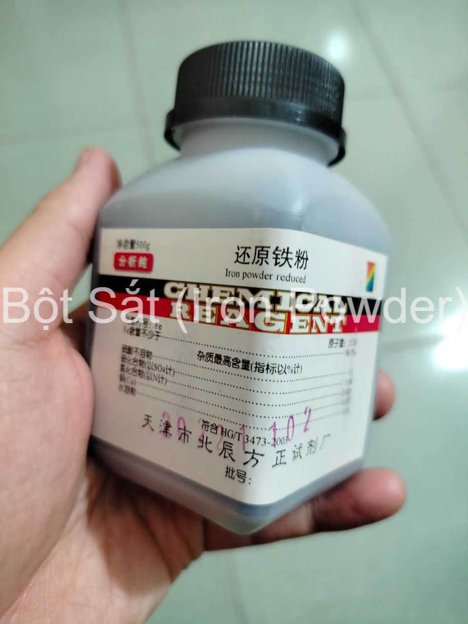 Hũ 500 gam bột Sắt ( Fe ) độ tinh khiết cao ( Iron powder reduced )
