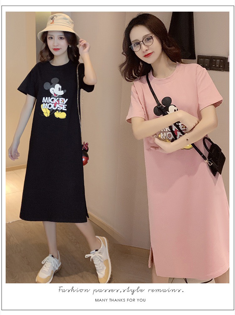 Đầm suông cotton Mickey Mouse đa phong cách TTSLA0177