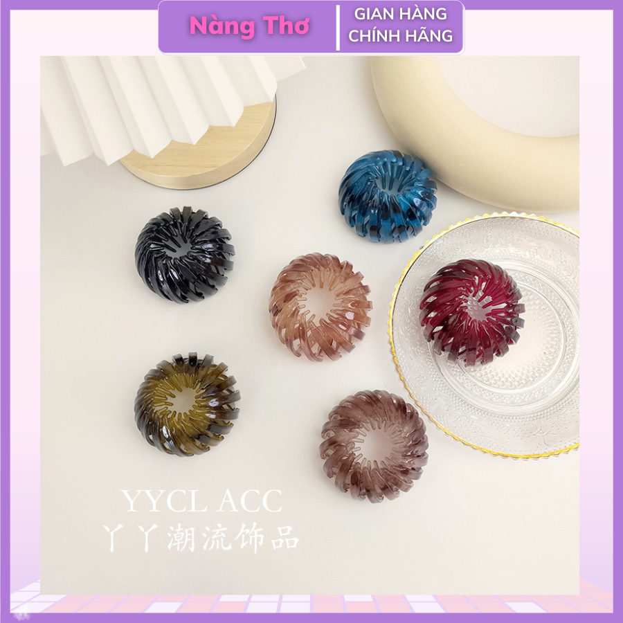 Búi chụp tóc nhựa trong co giãn đa năng