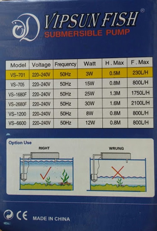 [Freeship+HCM+Luckyfish94] MÁY BƠM LỌC NƯỚC VIPSUN VS 701 CHO HỒ CÁ CẢNH A199