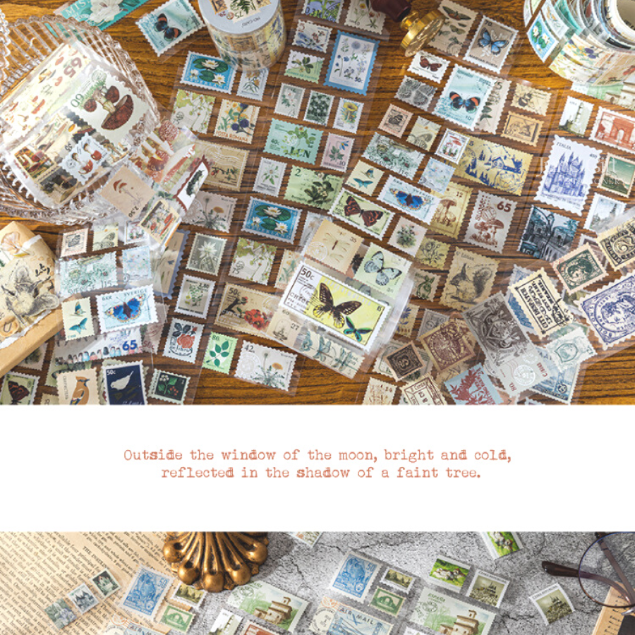 [Chiết] Sticker tem thư kiểu vintage trang trí sổ, làm journal