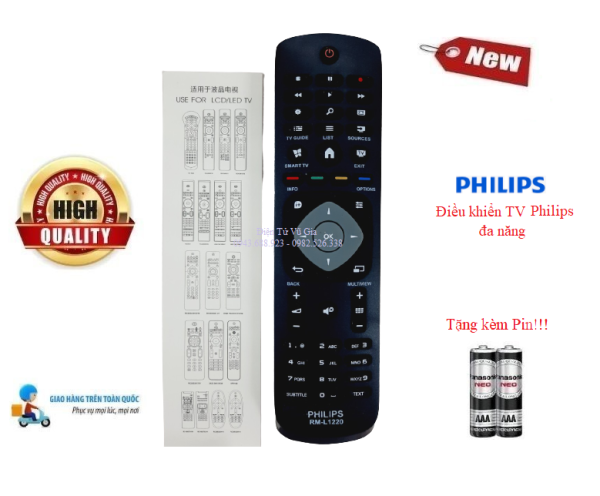 Bảng giá Remote Điều khiển TV Philips đa năng các dòng tivi Philips LCD/LED/Smart TV- Hàng tốt tương thích 100%Tặng kèm Pin
