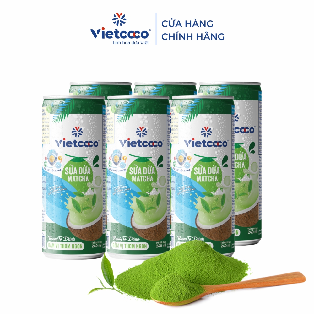Combo 6 lon sữa dừa matcha Vietcoco 240ml