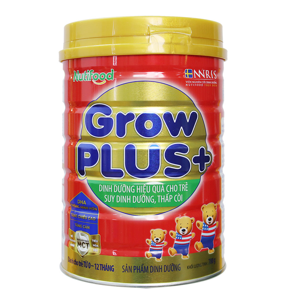 Sữa bột Nutifood Growplus + Suy dinh dưỡng cho trẻ dưới 1 tuổi Lon 350g_780g