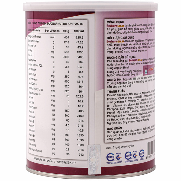 Sữa Bestsure Gold 900g [Chính hãng]
