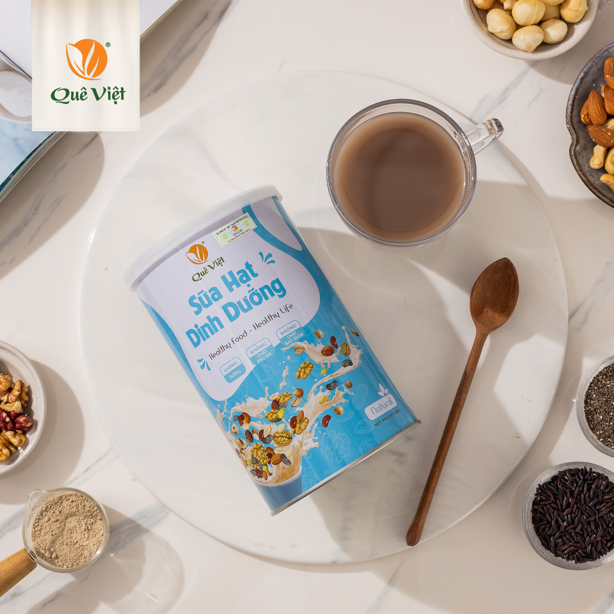 Sữa hạt dinh dưỡng Quê Việt (Lon 500G)