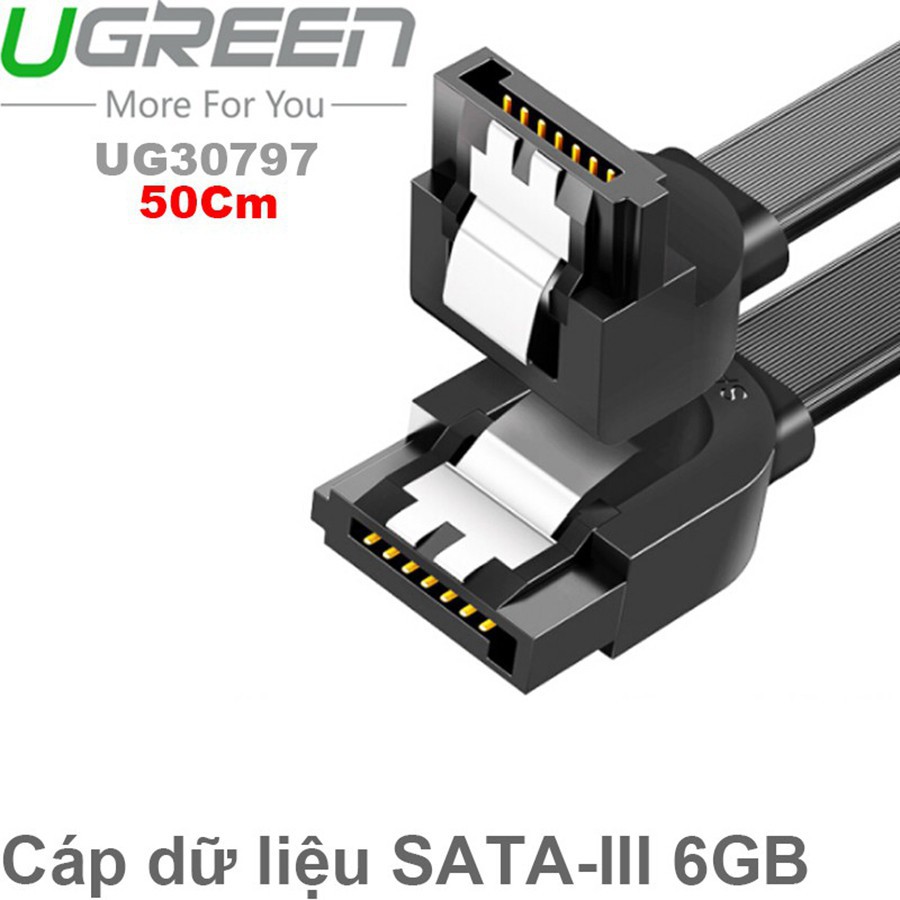 Cáp SATA 3.0 Ugreen 30797 dài 50cm đầu bẻ góc 90 độ cao cấp - HapuStore