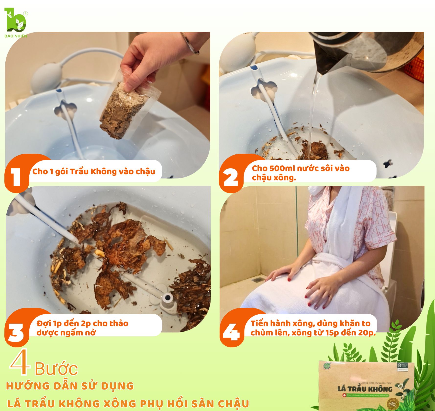 Xông Phụ Khoa Thảo Dược_Lá Trầu Không_Klt:120gr (8 gói)