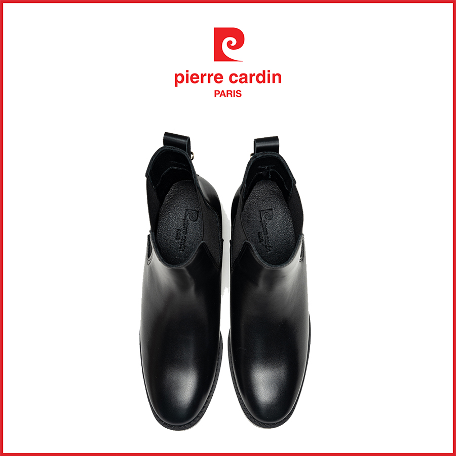 Giày Boots/ Bốt nữ Pierre Cardin chất liệu da cao cấp, đế cao 3,5cm, thiết kế phối thun - 243