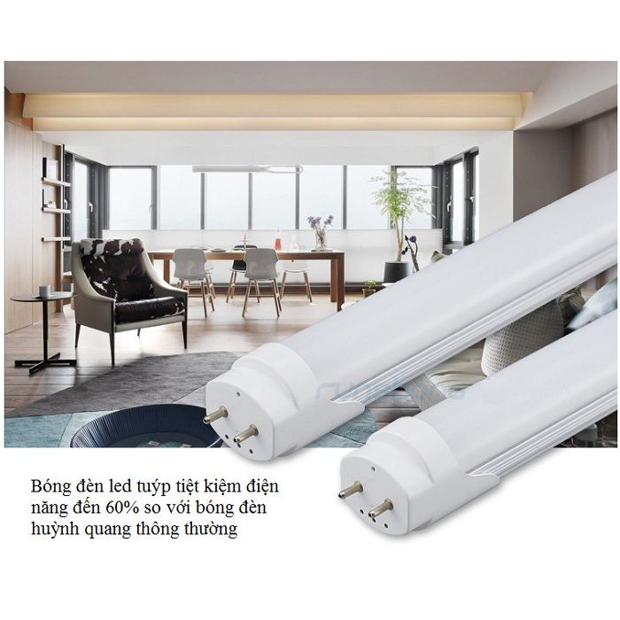 Đèn led tuýp 1m2 T8 18w máng và bóng đèn
