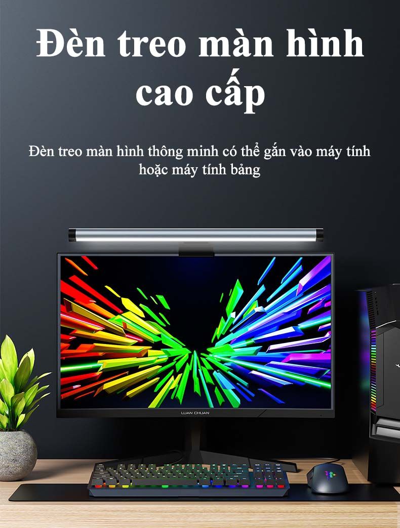 Đèn treo màn hình chống lóa gắn máy tính laptop bảo vệ mắt chống cận S3, thanh led gắn màn hình loại bỏ ánh sáng xanh giá rẻ