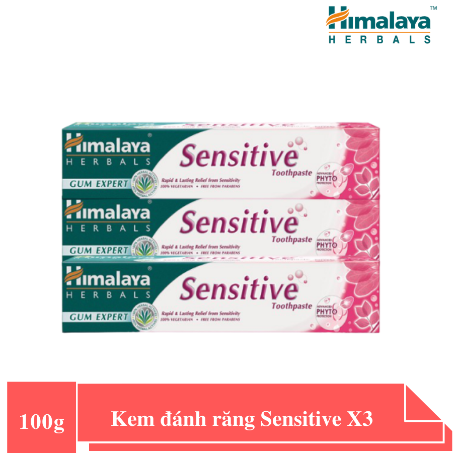 [HSD: 30/11/2023] Ba tuýp kem đánh răng cho răng nhạy cảm - Himalaya Sensitive Toothpaste 100 g