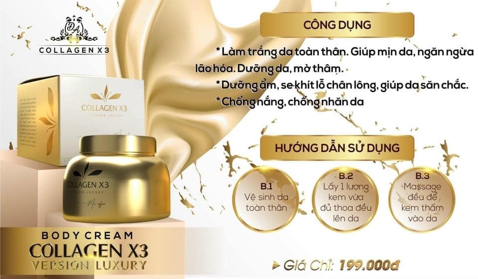 KEM 𝐁𝐎𝐃𝐘 𝐂𝐎𝐋𝐋𝐀𝐆𝐄𝐍 𝐗𝟑 𝐋𝐔𝐗𝐔𝐑𝐘 Mỹ Phẩm Đông Anh chính hãng