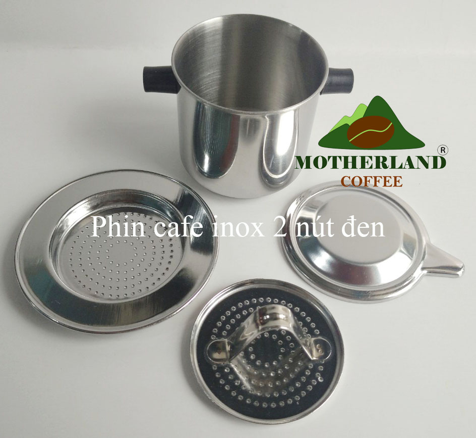 Stainless Steel Coffee Filter with 2 Black Buttons