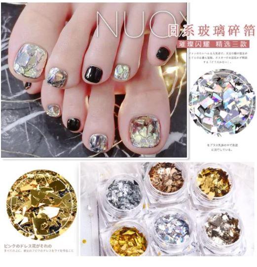 Set 6 hũ kim tuyến khổng tước trang trí móng