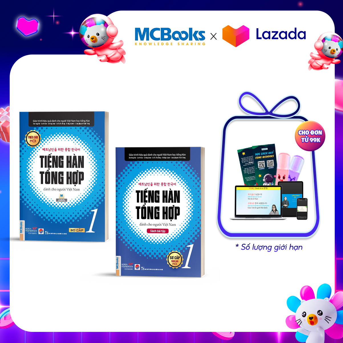 Combo Tiếng Hàn Tổng Hợp Sơ Cấp 1 Dành Cho Người Việt Nam Bản Đen Trắng - Mcbooks