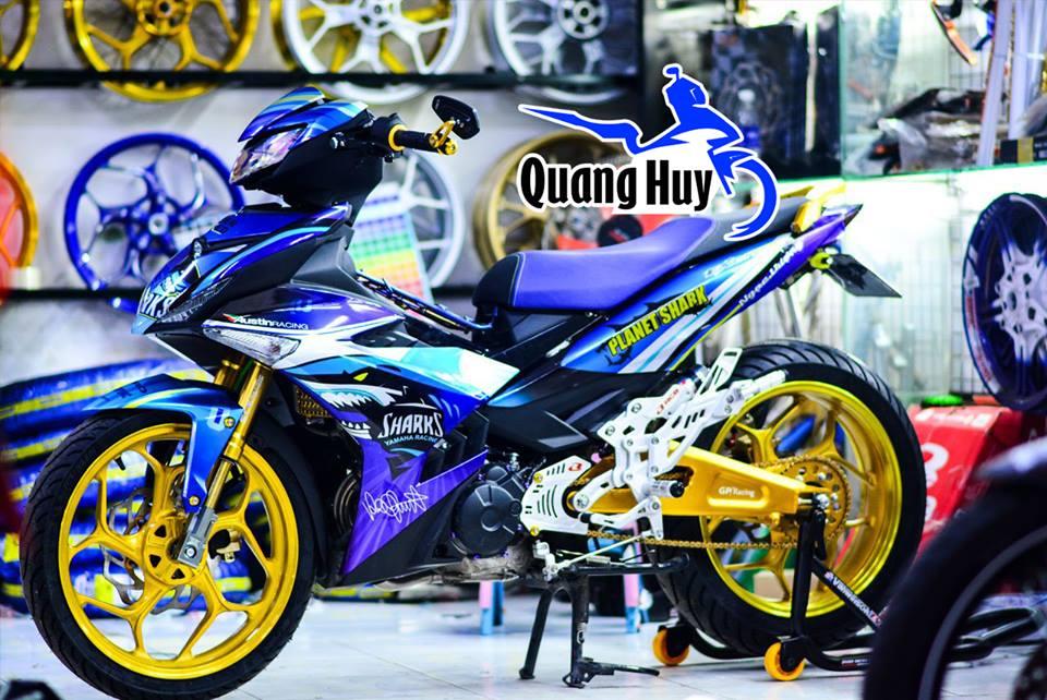 Tem trùm xe máy ex150 cá mập shark xanh GP - Độ tem xe máy ex150 thiết kế theo yêu cầu - Chế tem trùm xe máy exciter 150 rẻ đẹp