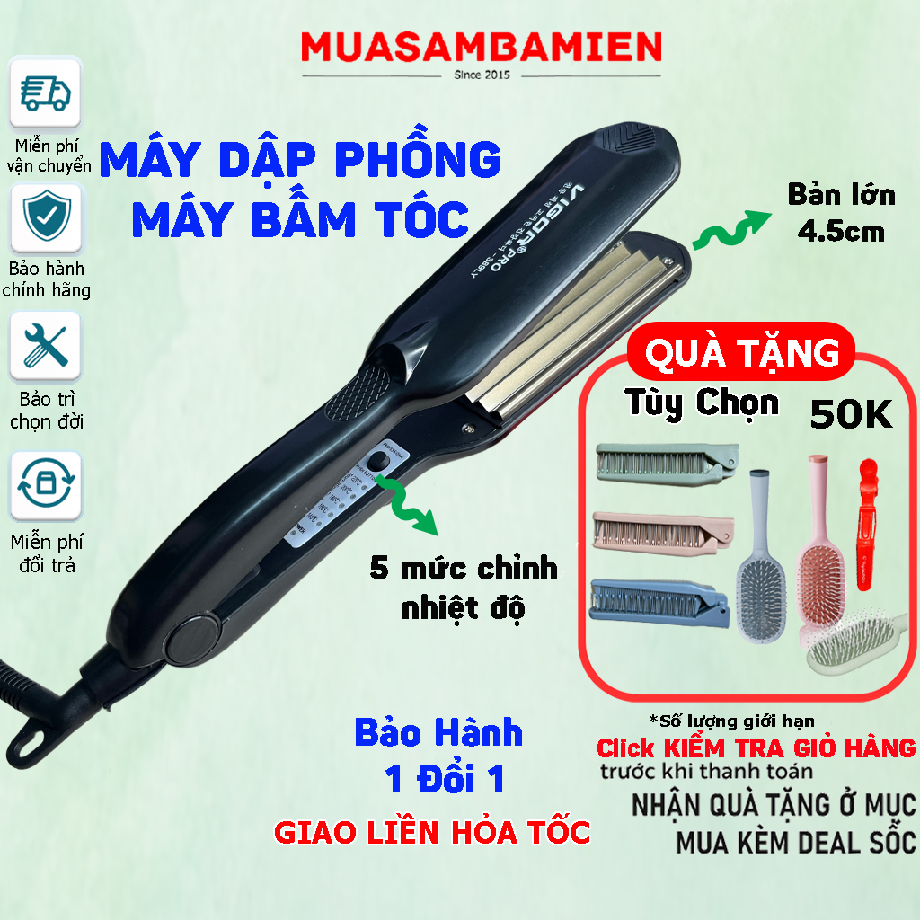 Máy bấm xù chỉnh nhiệt bản lớn Hàn Quốc Vigor Pro 389