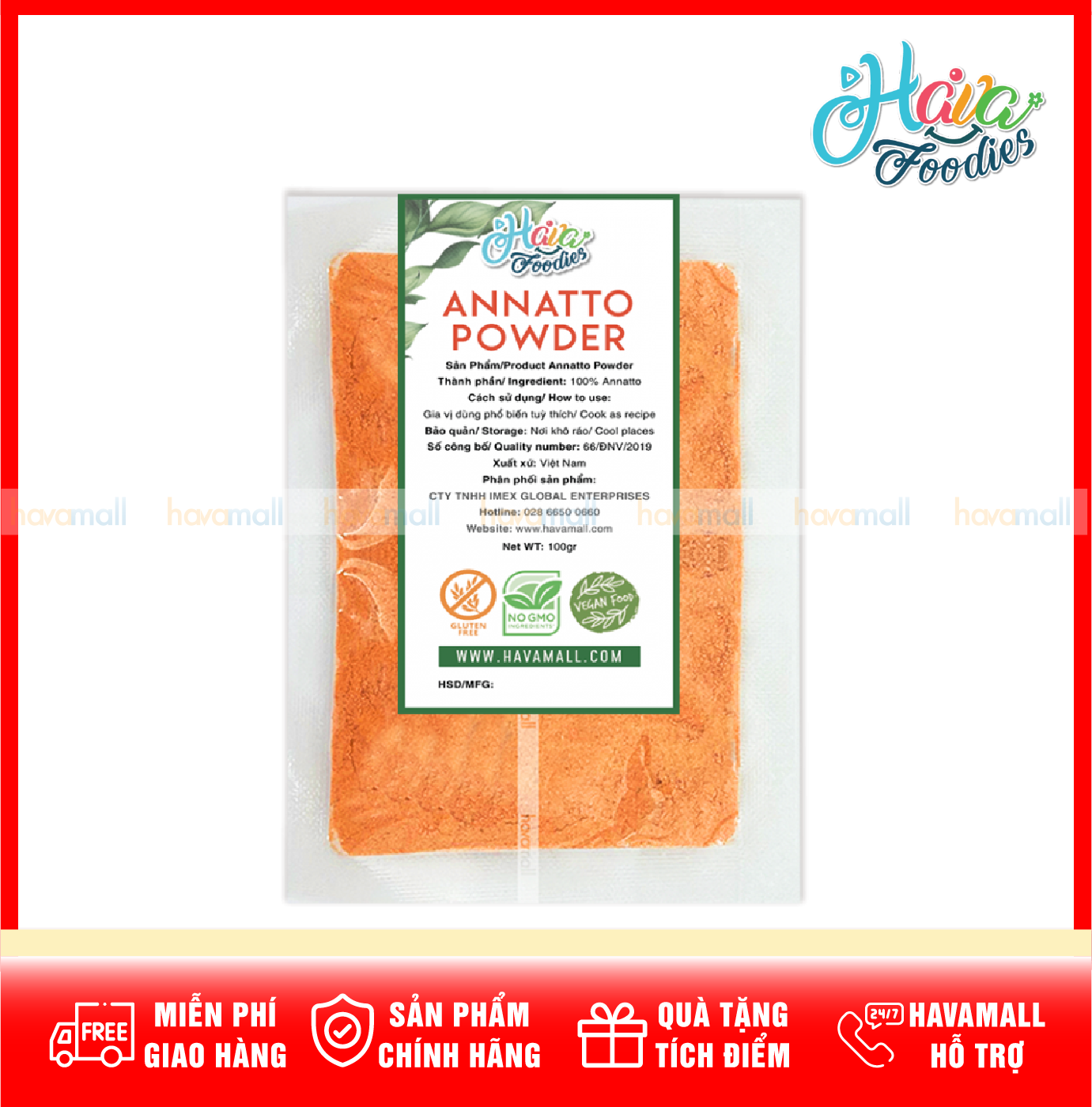 [HOÀN TIỀN MAX 10%]Bột Điều Havafoodies – Annatto Powder