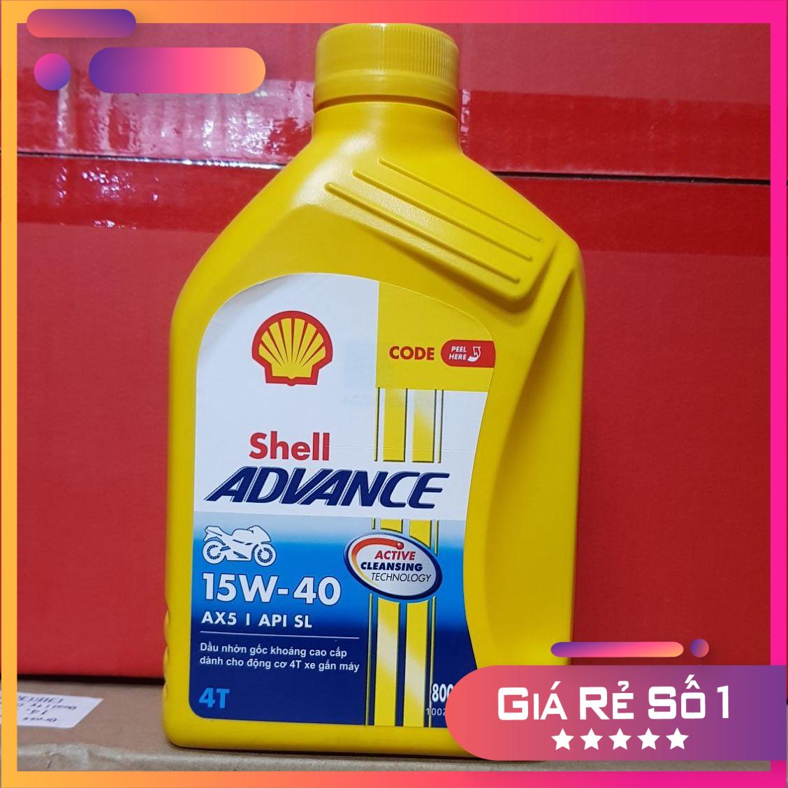 [Chính hãng] Nhớt xe máy shell Ax5 shell vàng 800ml. Dầu động cơ xe máy 4T shell AX5 15W40 chai 800ml