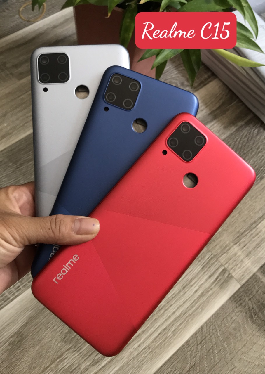 Bộ vỏ Realme C15 -kèm kính camera,nút bấm