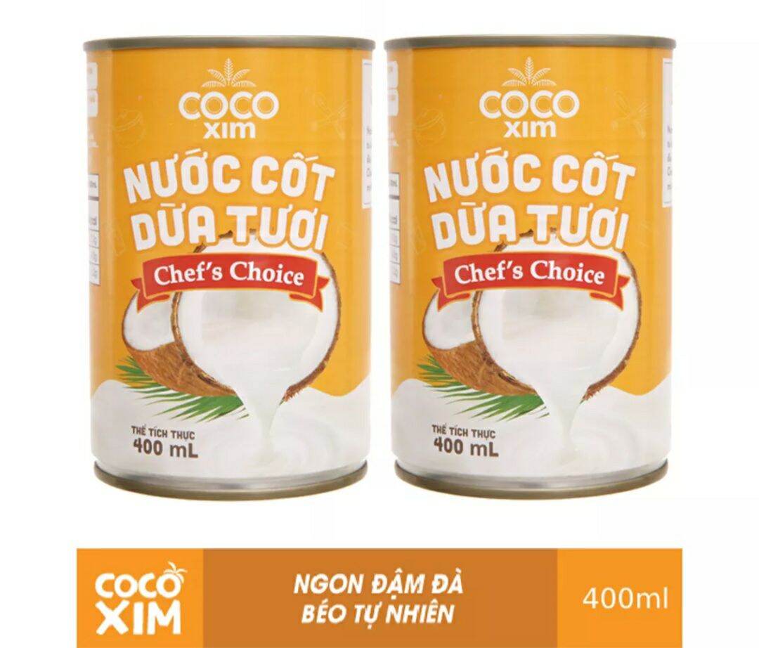 Combo 2 lon nước cốt dừa tươi từ trái dừa nguyên chất 100% - chef's choice - thương hiệu cocoxim 400ml
