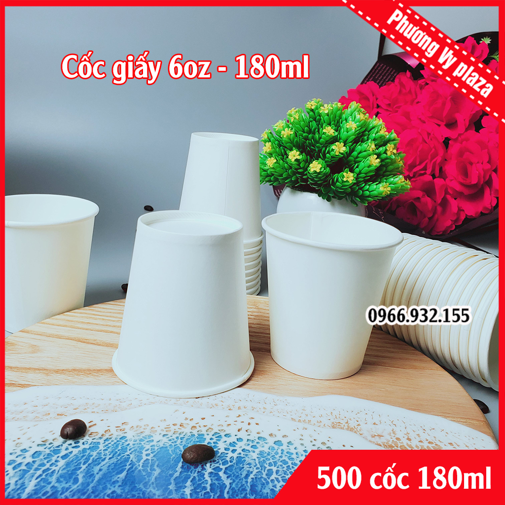 500 ly giấy trắng 6oz ~ 180ml cốc giấy nhập khẩu hàn quốc