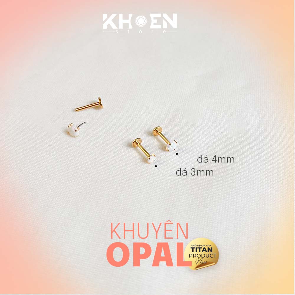 (1 Chiếc) Khuyên tai Đá Opal Trắng Titan - Khoen store