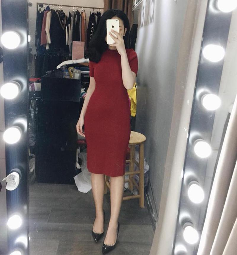 váy thun body xẻ sau- VAY16