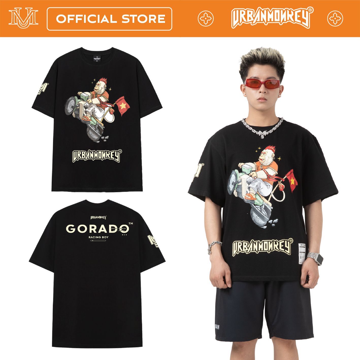 Áo Thun [ Urban Monkey ] Gorado Racing Boy - Đen