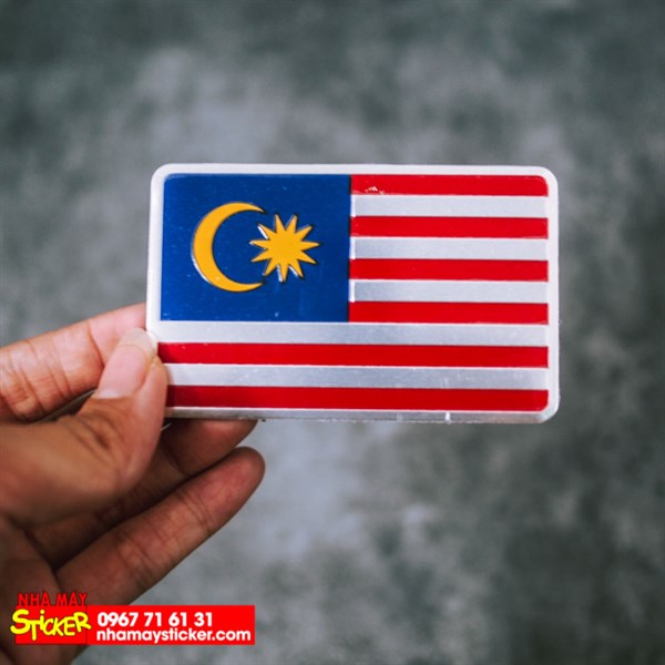 [HCM]Sticker hình dán metal cờ Malaysia - Miếng lẻ