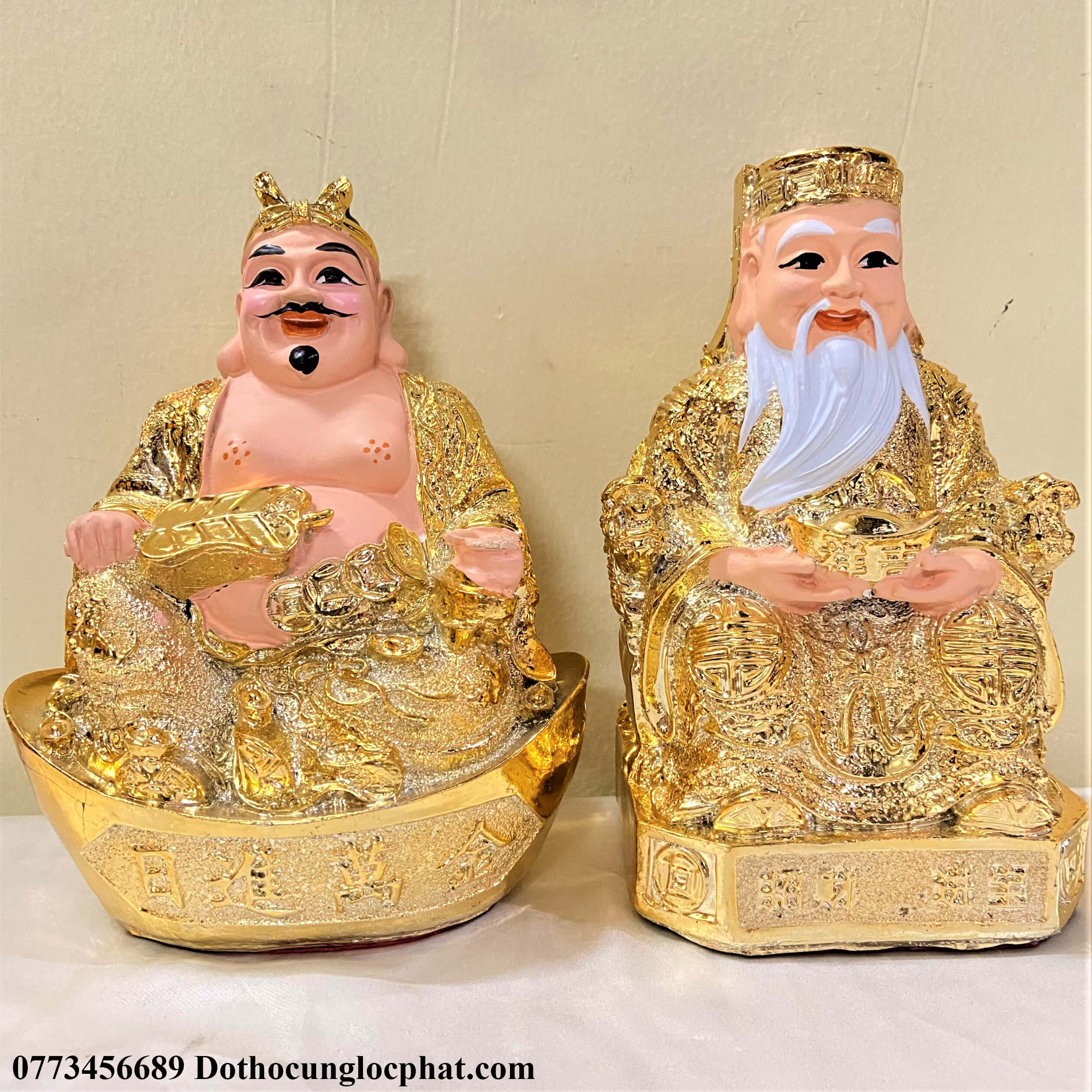 Tượng Thần Tài Thổ Địa Kim Sa cao 8 inch