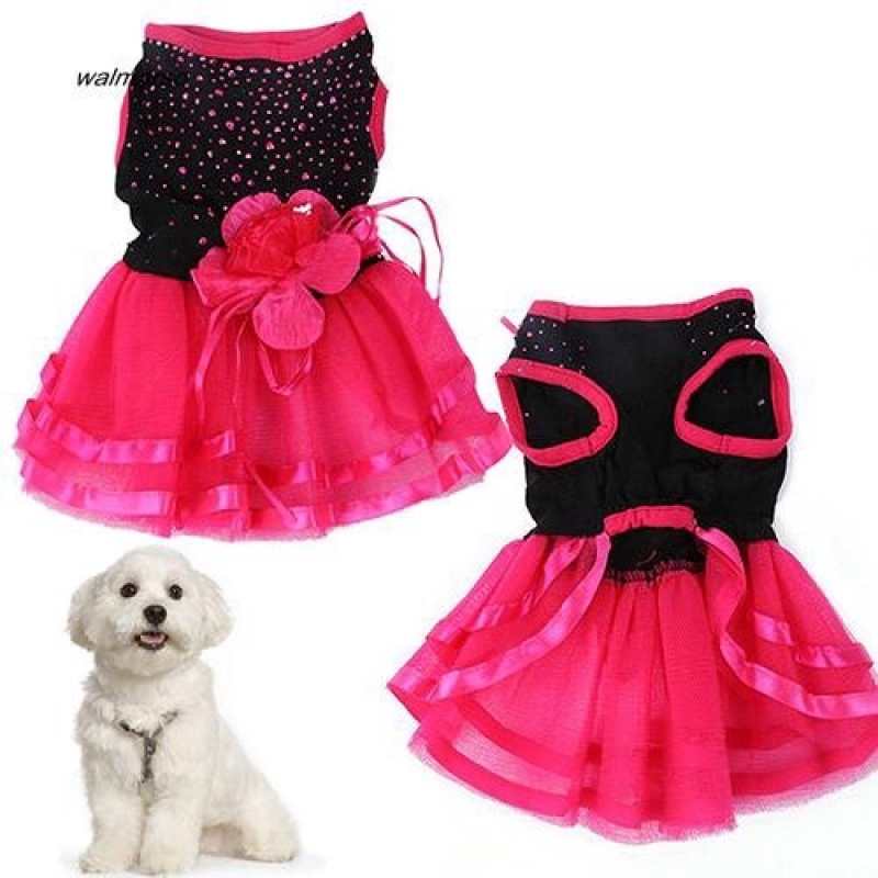 QUẦN ÁO CHÓ, MÈO - ÁO ĐẦM HỒNG PHỐI LƯỚI CHO PET
