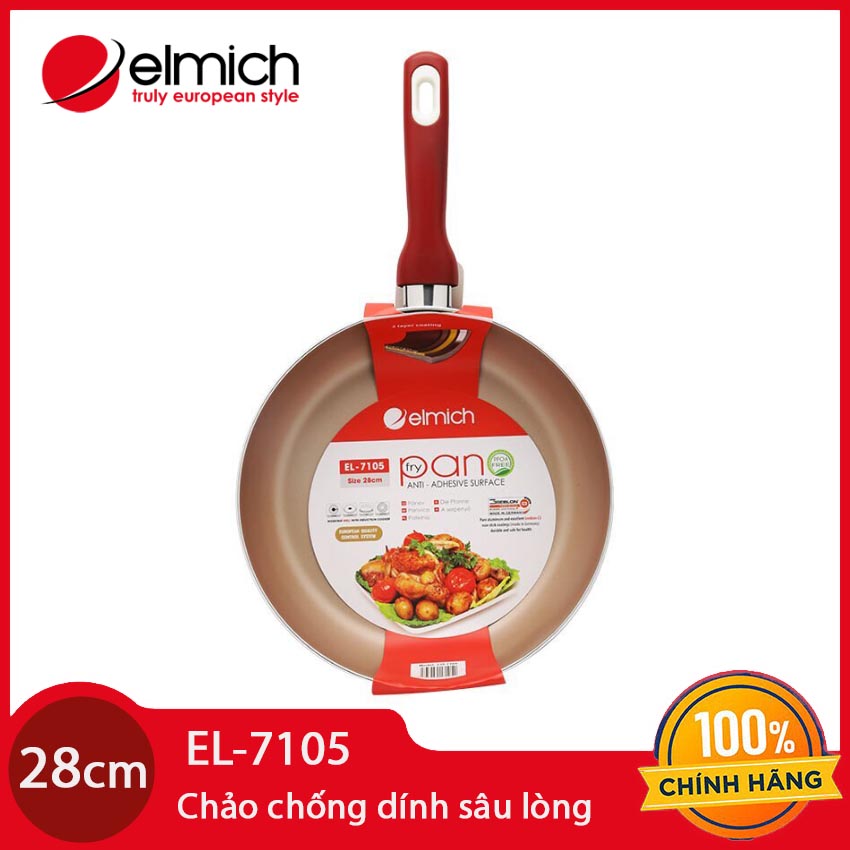 Chảo chống dính cao cấp sâu lòng đáy từ elmich el7105 đường kính 28cm