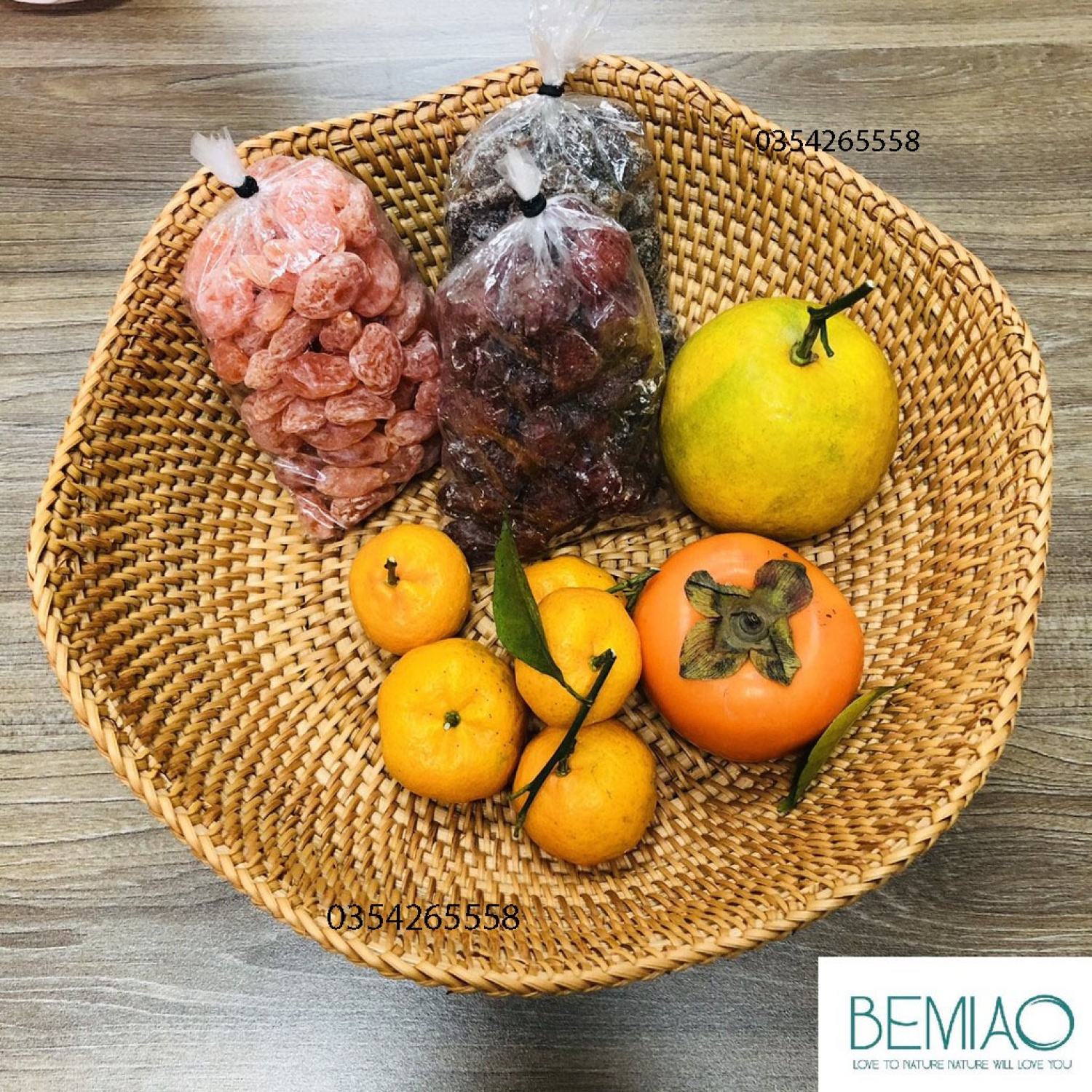 bát mây tròn đựng hoa quả bánh kẹo