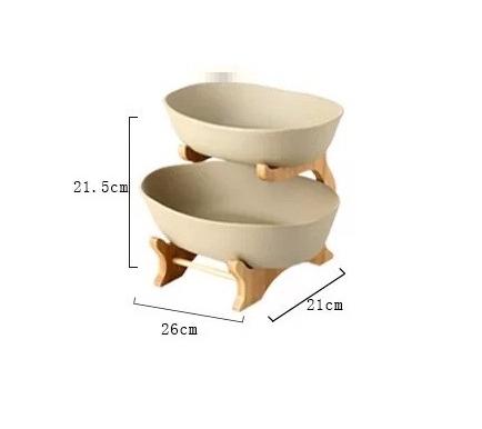 KHAY SỨ DẠNG 2 TẦNG ĐỰNG HOA QUẢ - MÀU NGÀ
