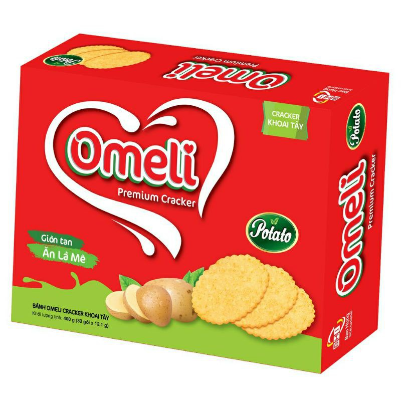 Bánh omeli cracker hộp 288g/400gkhoai tây/vừng dừa/gấc đủ vị