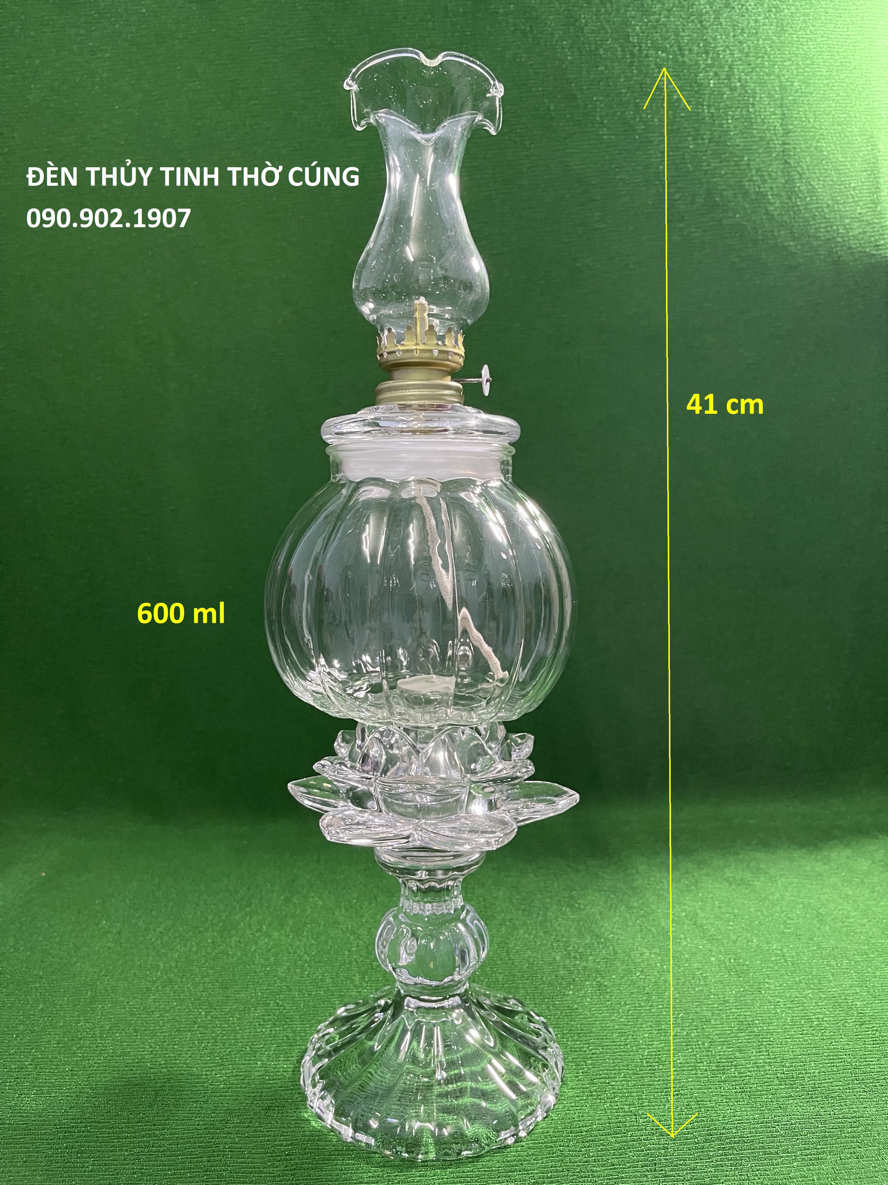 ĐÈN THỦY TINH THỜ CÚNG - BÍ SEN PHA LÊ