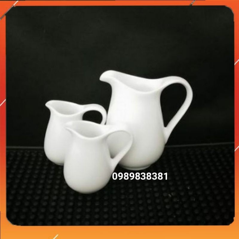 Ly Rót Sữa sứ trắng 35ml 75ml 100ml - Bình rót sữa Milk Jar
