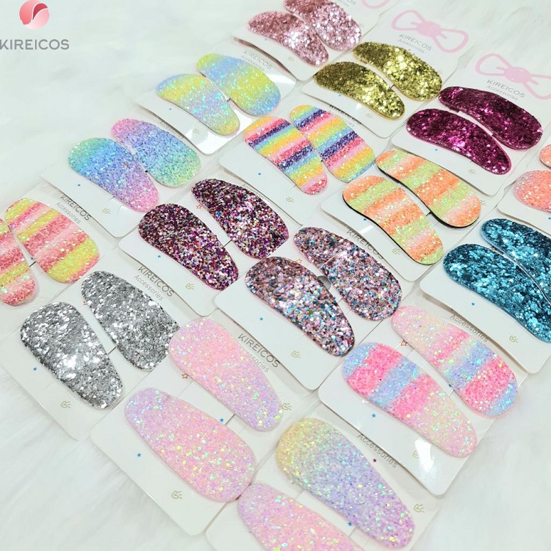 [HCM]Set 2 Kẹp Bấm Mái Lấp Lánh Có nhũ cho bé