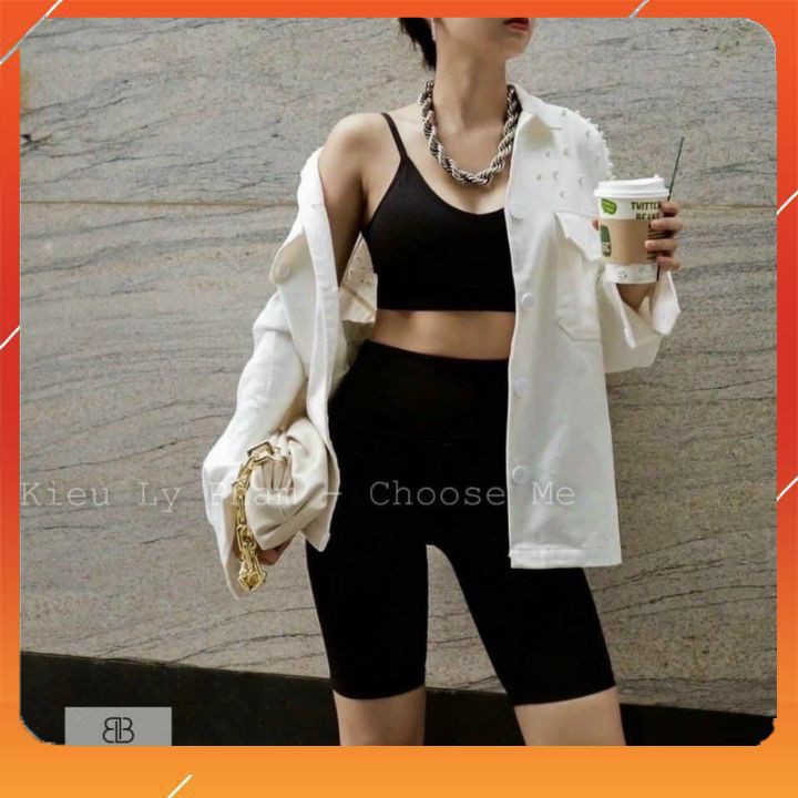 Quần legging cotton đùi cuộn tím